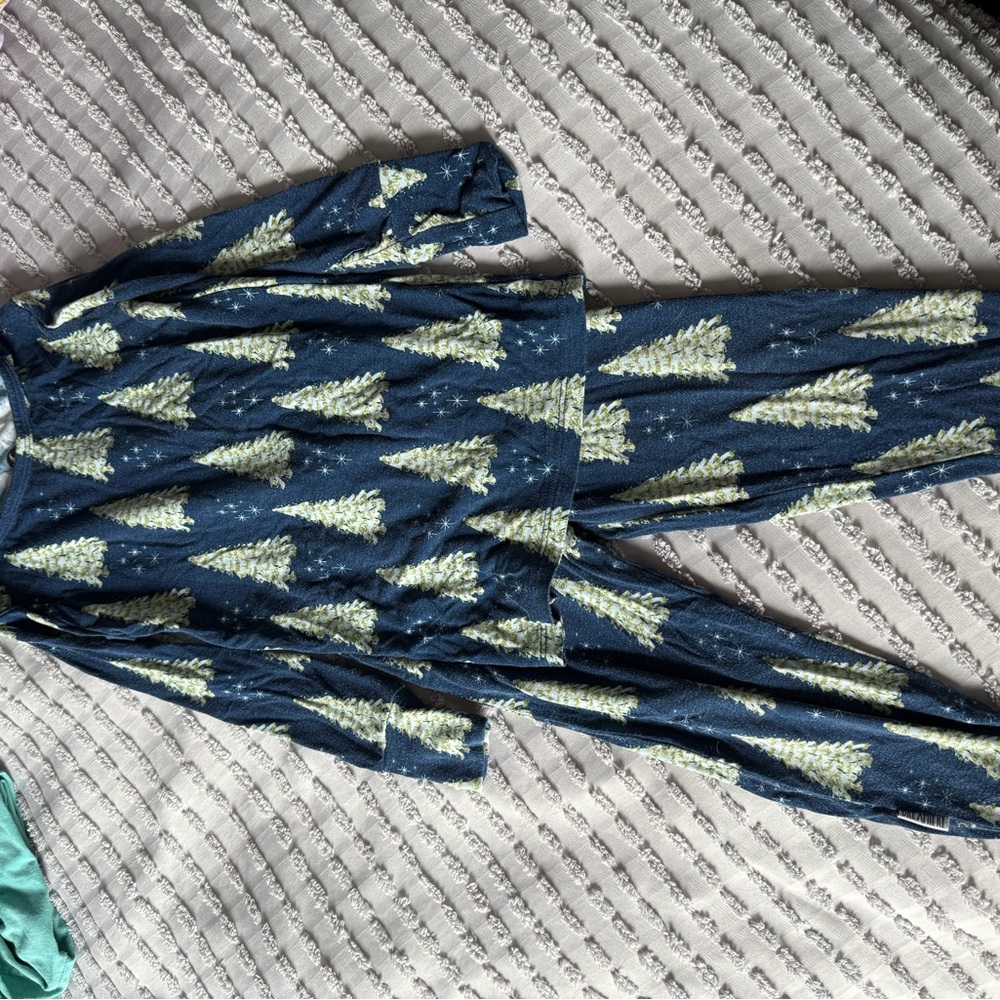 Kids Navy Blue Holiday Tree Pajama Set